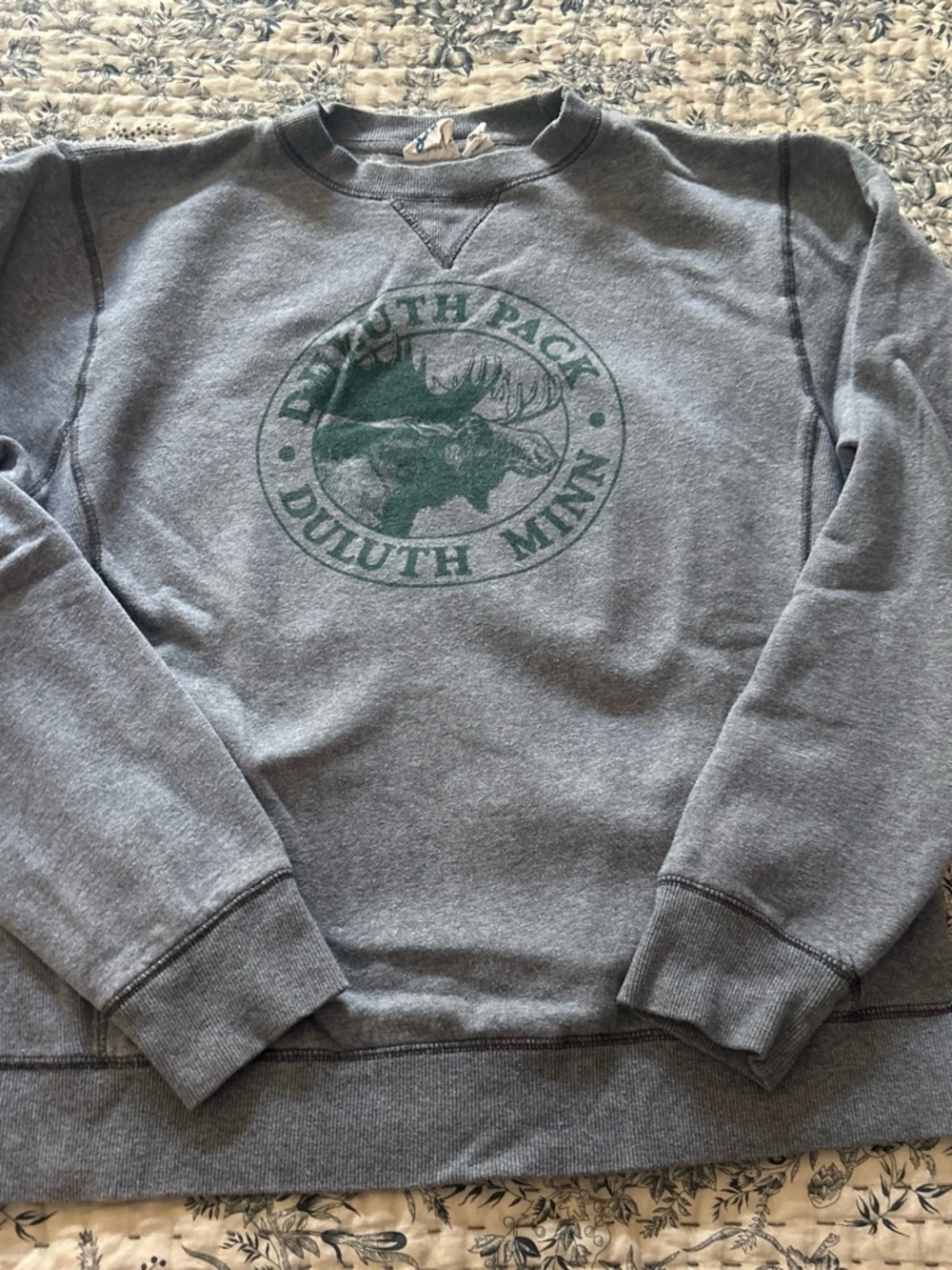 Blue 84 Gray Crewneck with Green Moose Logo